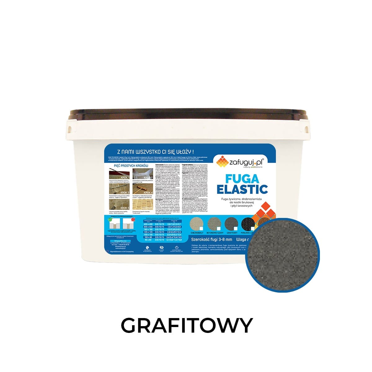 Fuga Elastic - grafitowy / fuga żywiczna do płyt tarasowych