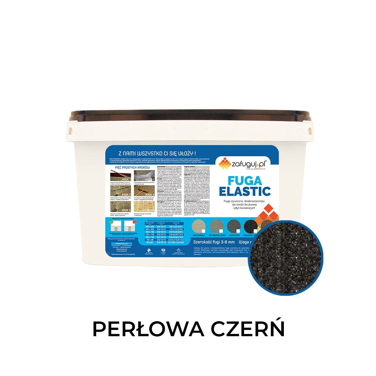 Fuga Elastic - perłowa czerń 25 kg / fuga żywiczna do płyt tarasowych