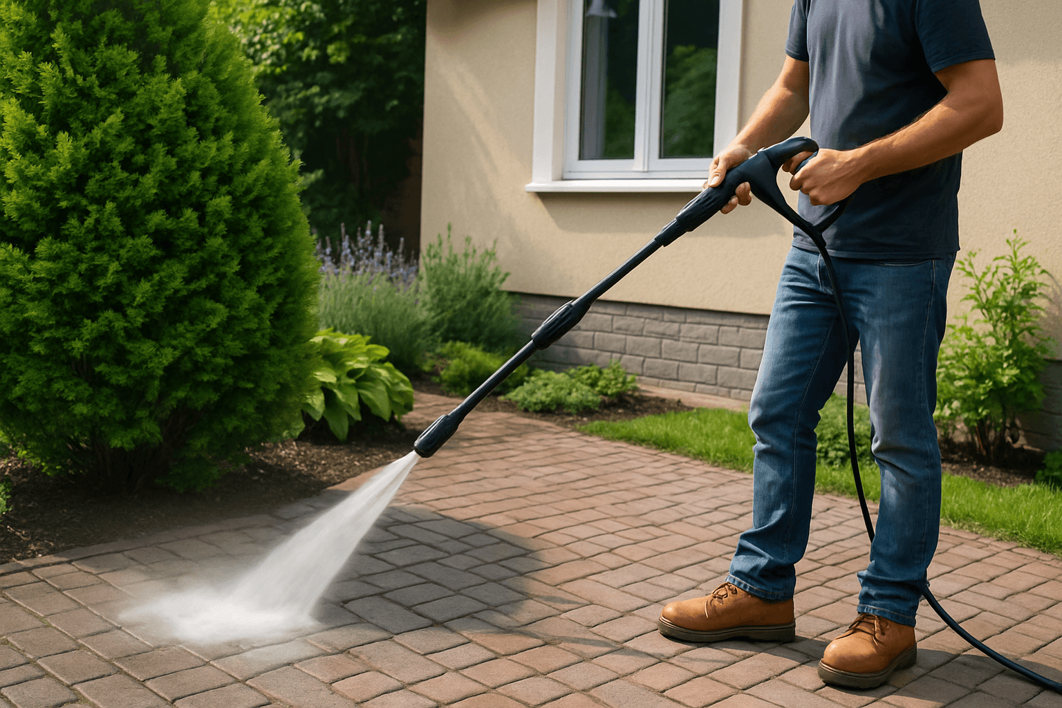 Jak czyścić kostkę brukową wokół domu bez uszkadzania roślin i elewacji