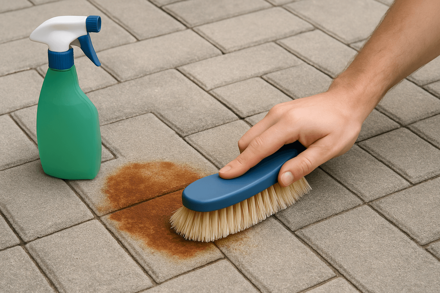 Jak usunąć rdzawe plamy z kostki brukowej bez ryzyka przebarwień